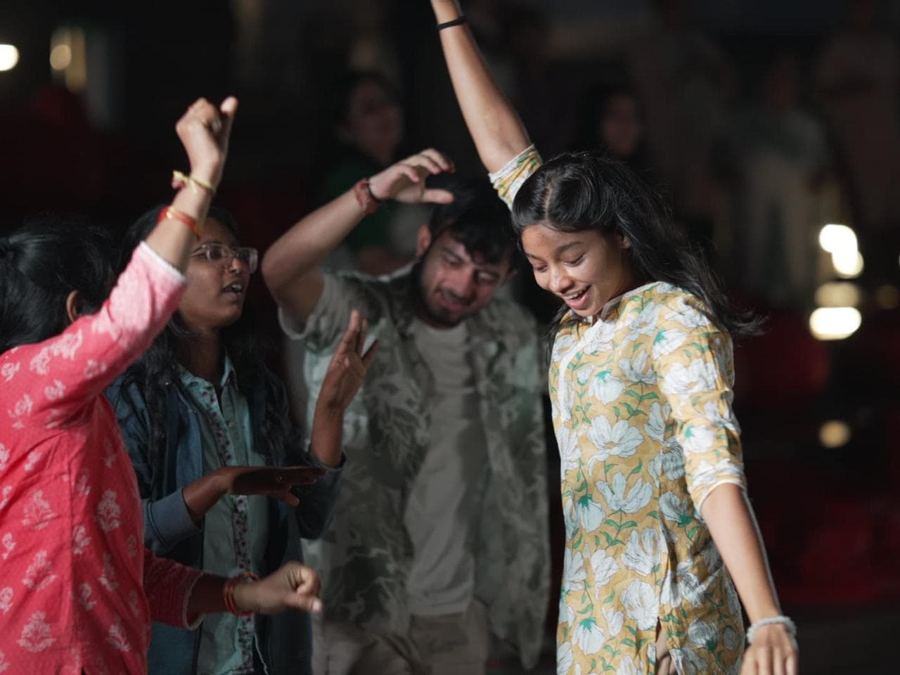 Joyful dancing people